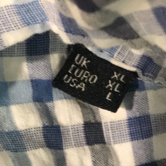 Barbour Tailored Fit Shirt Mens Large Blue Plaid Blue Seersucker Casual Pockets - Picture 6 of 9